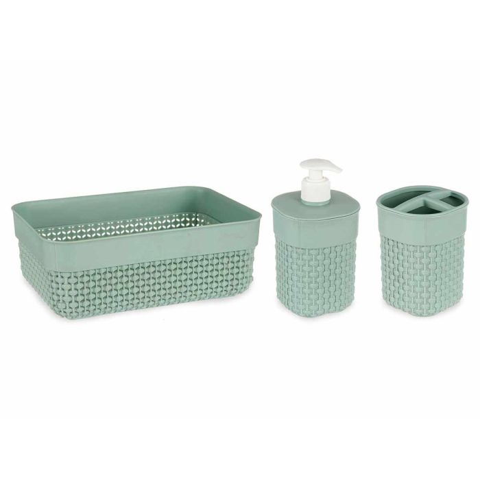 Set 3 Piezas Baño Verde Menta Plástico Berilo - 16.5x9x22.8 cm (12 Unidades) 1 Set 3 Piezas Baño Verde Menta Plástico Berilo - 16.5x9x22.8 cm (12 Unidades) 1