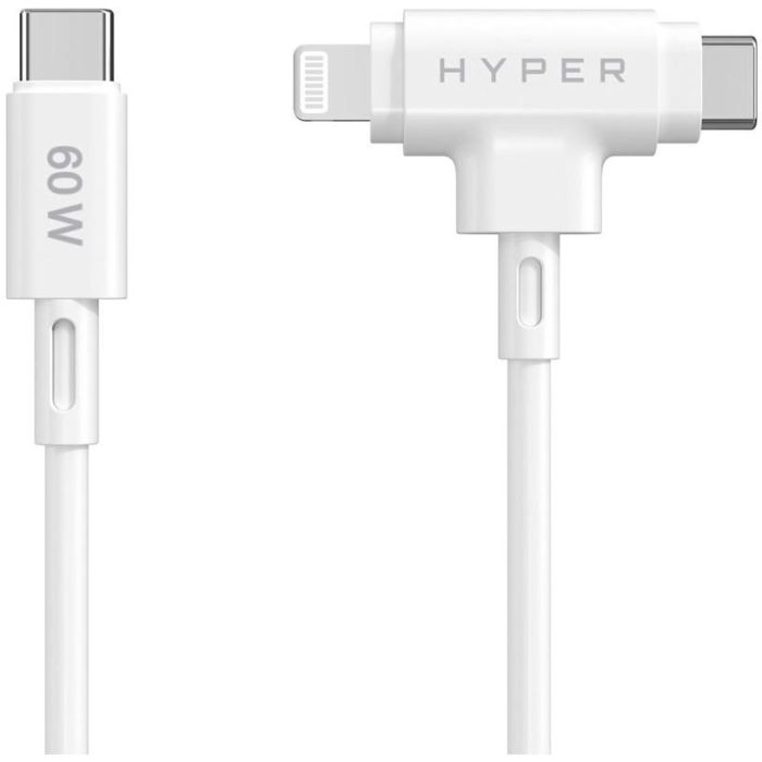 HYPER HyperJuice Cable USB C a USB C/Lightning USB 2.0 1.5m Blanco 1