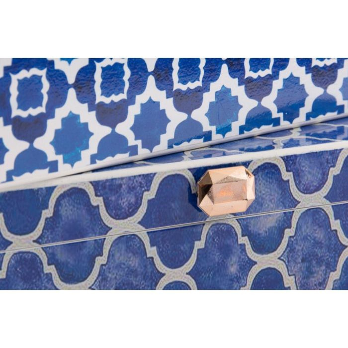 Joyero Mediterraneo DKD Home Decor Azul Azul Marino 20 x 8 x 24 cm Set de 2 1