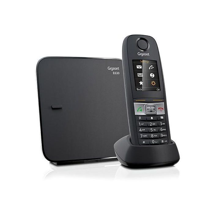 Gigaset E630 Teléfono DECT Inalámbrico Analógico IP65 Resistente Agua Polvo Schwarz, 200 Contactos, SMS, Modo ECO, Alerta Vibratoria