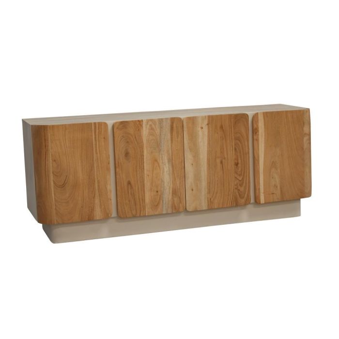 Mueble Tv Scandi DKD Home Decor Natural Blanco 40 x 55 x 140 cm Mueble Tv Scandi DKD Home Decor Natural Blanco 40 x 55 x 140 cm