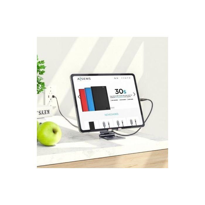 Aisens Soporte de Sobremesa Ajustable para Móvil/Tablet, Aleación de Aluminio, 2 Pivotes, Gris 3 Aisens Soporte de Sobremesa Ajustable para Móvil/Tablet, Aleación de Aluminio, 2 Pivotes, Gris 3
