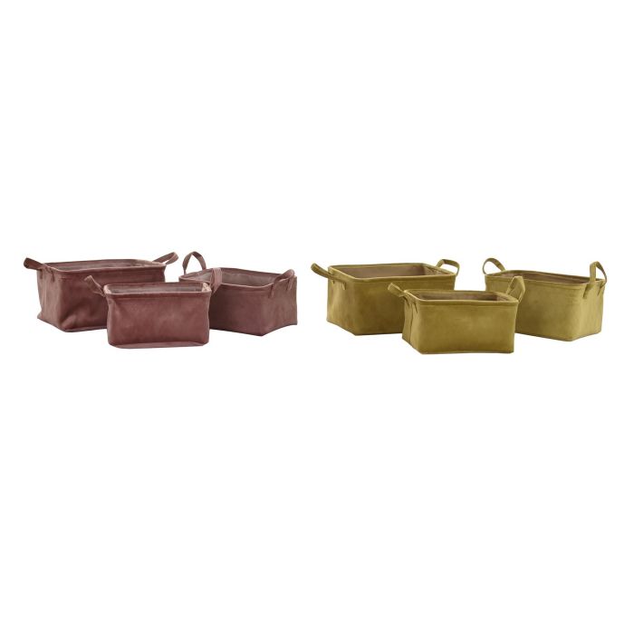 DKD Home Decor Cesta Básicos Poliéster Mostaza Terracota para Almacenaje Set de 3 Piezas (Pack 2 Unidades) 38x29x20 cm 3 DKD Home Decor Cesta Básicos Poliéster Mostaza Terracota para Almacenaje Set de 3 Piezas (Pack 2 Unidades) 38x29x20 cm 3