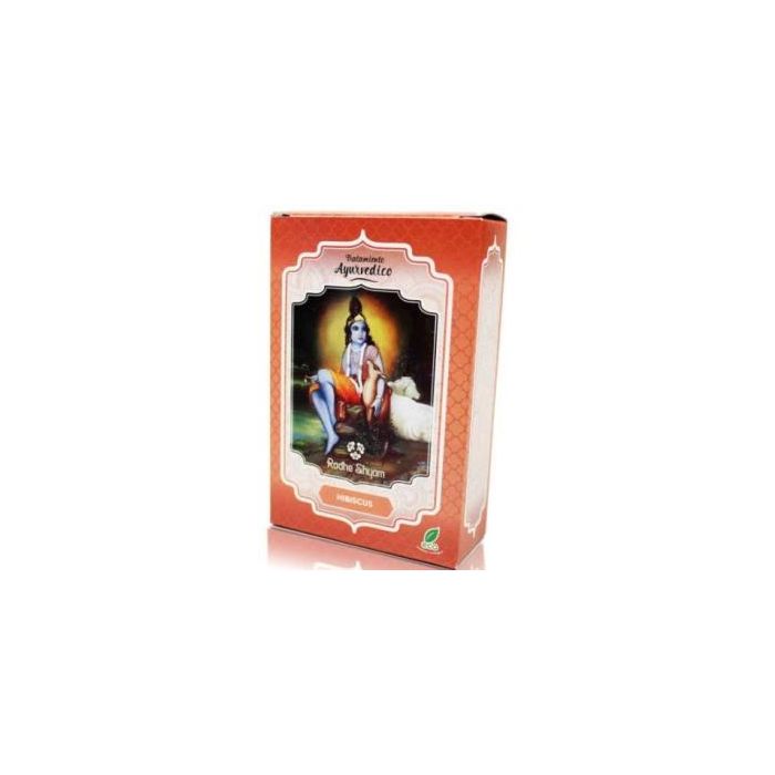 RADHE SHYAM Tratamiento Capilar Ayurvédico Hibiscus Eco 100Gr. Para Pelo Sano y Bello, Acelera Coloración con Henna