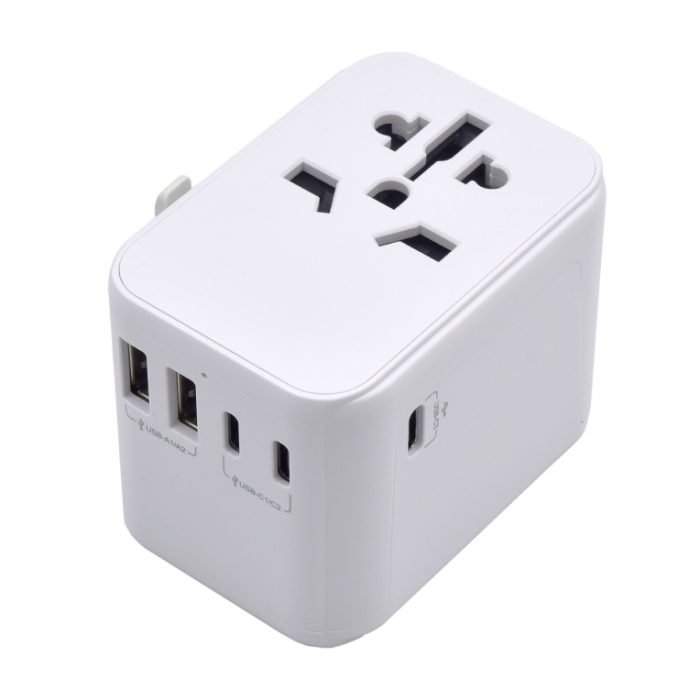 Ewent EW1470 Adaptador de Viaje Universal para 224+ Países con 2 USB y 3 USB-C Carga Multi-Dispositivo Alta Potencia Blanco Ewent EW1470 Adaptador de Viaje Universal para 224+ Países con 2 USB y 3 USB-C Carga Multi-Dispositivo Alta Potencia Blanco