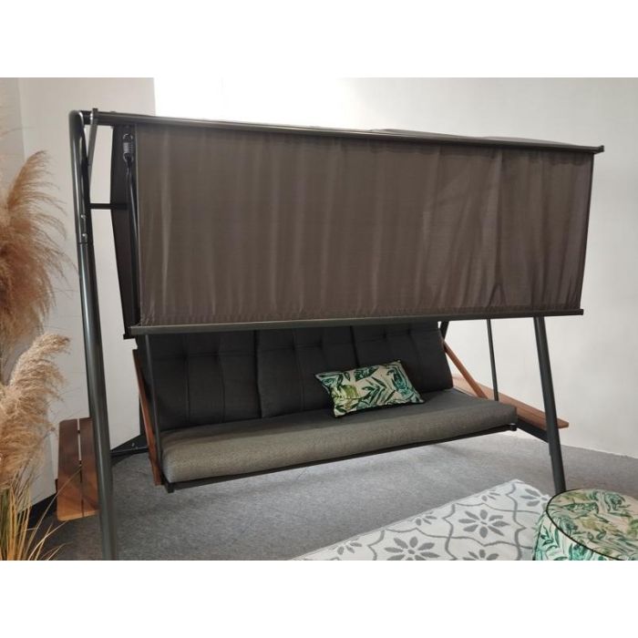 Banco Terraza Y Jardin DKD Home Decor Gris Oscuro Marron 120 x 180 x 215 cm 1