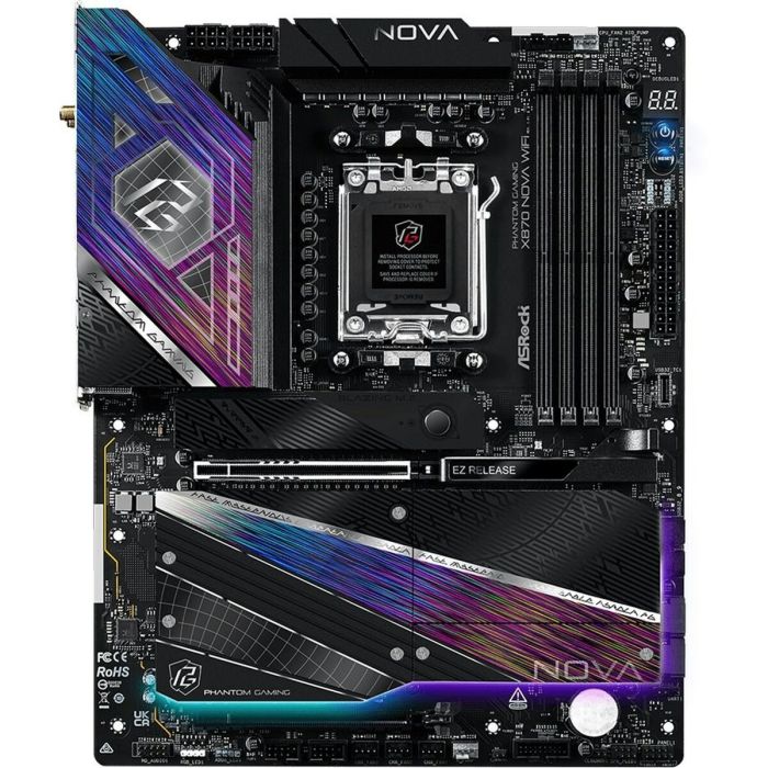 ASRock X870 Nova WiFi AM5 ATX Motherboard - AMD X870 Chipset, Socket AM5, DDR5 8400MHz, 5GbE LAN, WiFi 7, Bluetooth 5.4, USB4, M.2, HDMI, 256GB Max