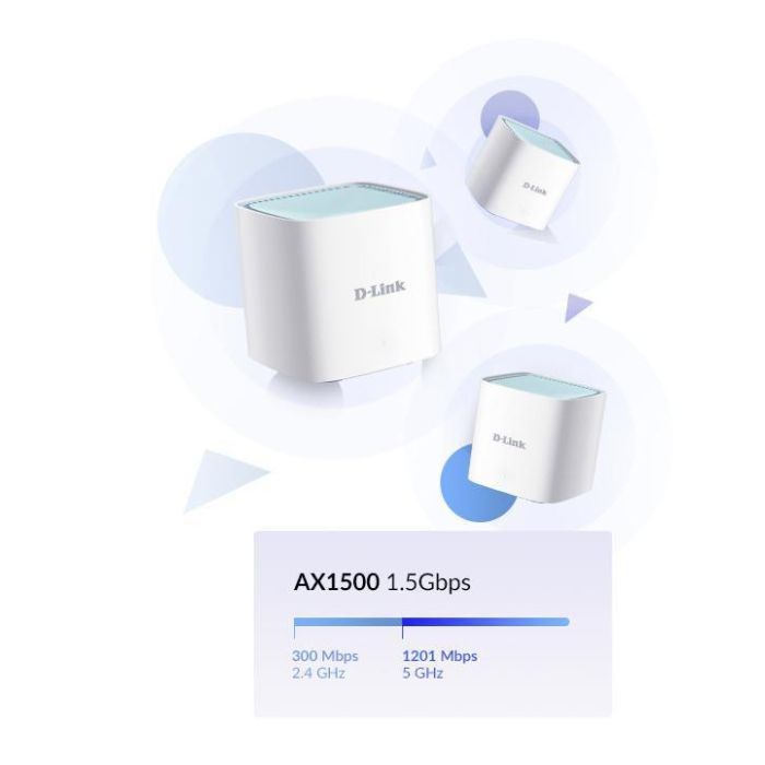 Sistema Mesh D-Link Mesh EAGLE PRO AI 1500Mbps/ 2.4GHz 5GHz/ Pack de 3 4 Sistema Mesh D-Link Mesh EAGLE PRO AI 1500Mbps/ 2.4GHz 5GHz/ Pack de 3 4