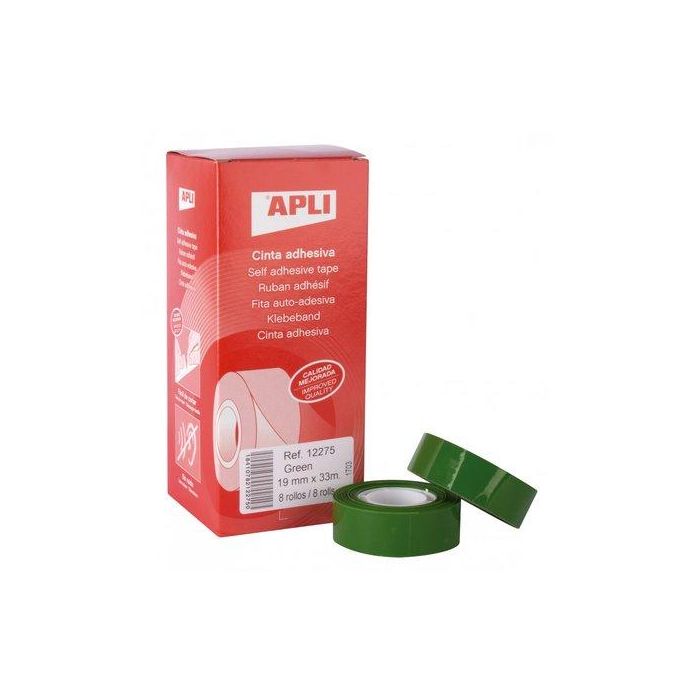 Cinta Adhesiva Apli Verde Rollo 33X19 8 unidades