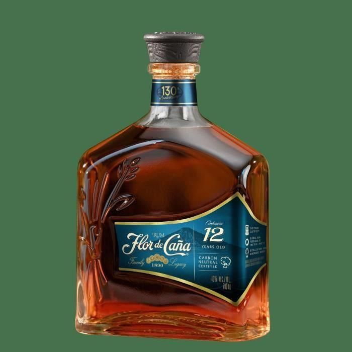 Flor de Caña - 12 años - Caja de Ron 40,0% Vol. 70cl + 1 vaso 1