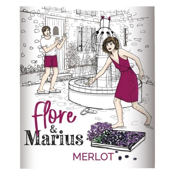 Flore & Marius 2022 IGP Atlantique Merlot - Vino tinto de Burdeos 1