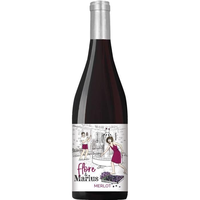 Flore & Marius 2022 IGP Atlantique Merlot - Vino tinto de Burdeos