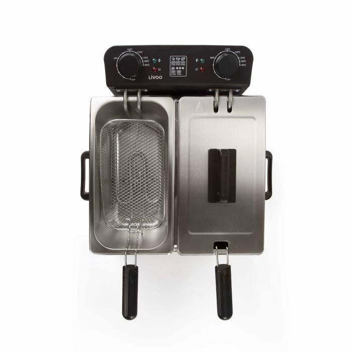 LIVOO DOC217 Freidora doble 2 x 3 L Inoxidable 3300W - Negro + Gris 1 LIVOO DOC217 Freidora doble 2 x 3 L Inoxidable 3300W - Negro + Gris 1