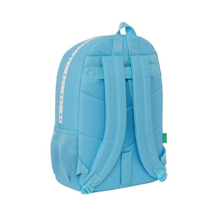 Mochila Escolar Benetton Spring Celeste 30 x 46 x 14 cm 2