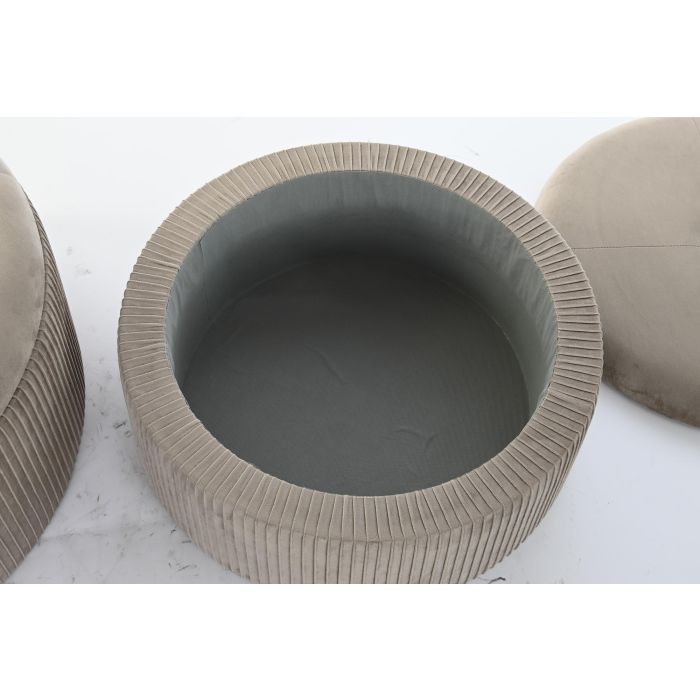 DKD Home Decor Reposapiés Glam, Gris Claro, 70x70x32 cm, Set de 2 Piezas, Tapizado en Poliéster y Estructura de MDF 1 DKD Home Decor Reposapiés Glam, Gris Claro, 70x70x32 cm, Set de 2 Piezas, Tapizado en Poliéster y Estructura de MDF 1