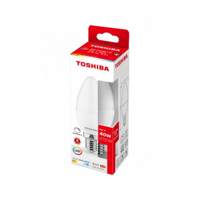 Bombilla LED TOSHIBA E14 C37 5W 470Lm Blanco Cálido Regulable [TO-DELS-CD3400514DE51 1 Bombilla LED TOSHIBA E14 C37 5W 470Lm Blanco Cálido Regulable [TO-DELS-CD3400514DE51 1