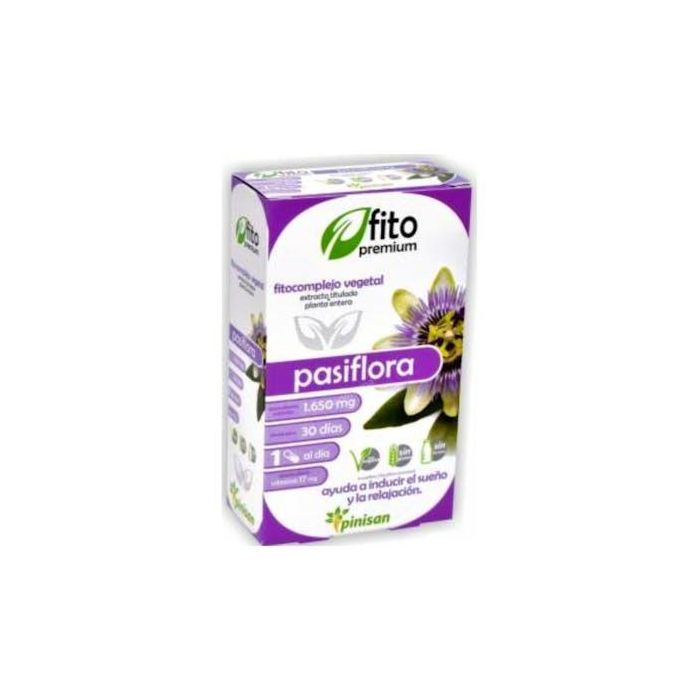 PINISAN Fito Premium Pasiflora 30 Cápsulas con Vitexina, Relajante, 100% Vegano sin Gluten ni Lactosa