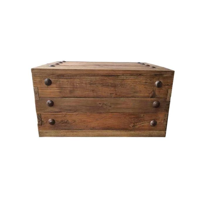 DKD Home Decor Mesa de Centro Oriental Madera Reciclada Pino Marrón Oscuro 59x78x41 cm para Salón
