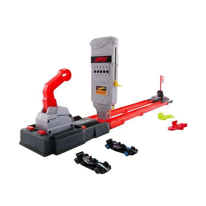 Pista hot wheels racing f1 reto de la parrilla de salida. incluye 2 vehiculos. 1