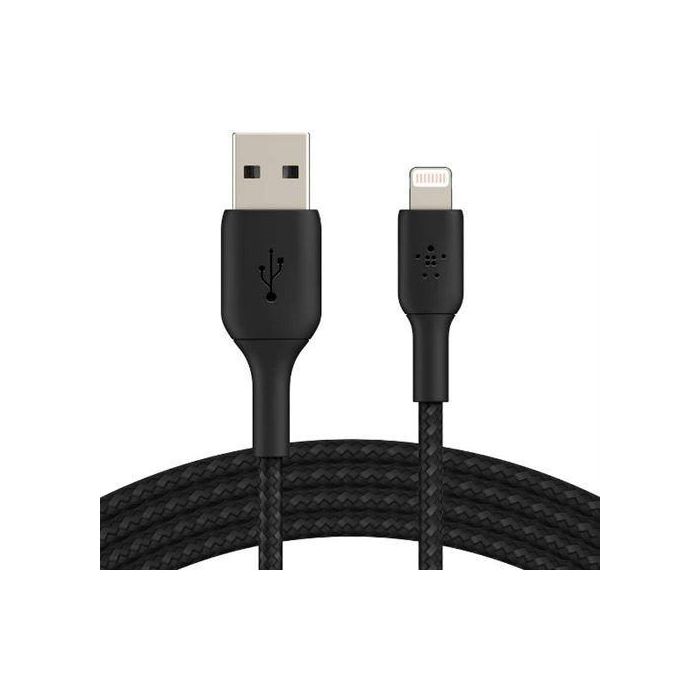 Cable USB a Lightning Belkin CAA002BT2MBK 2 m 200 m Blanco Negro 2