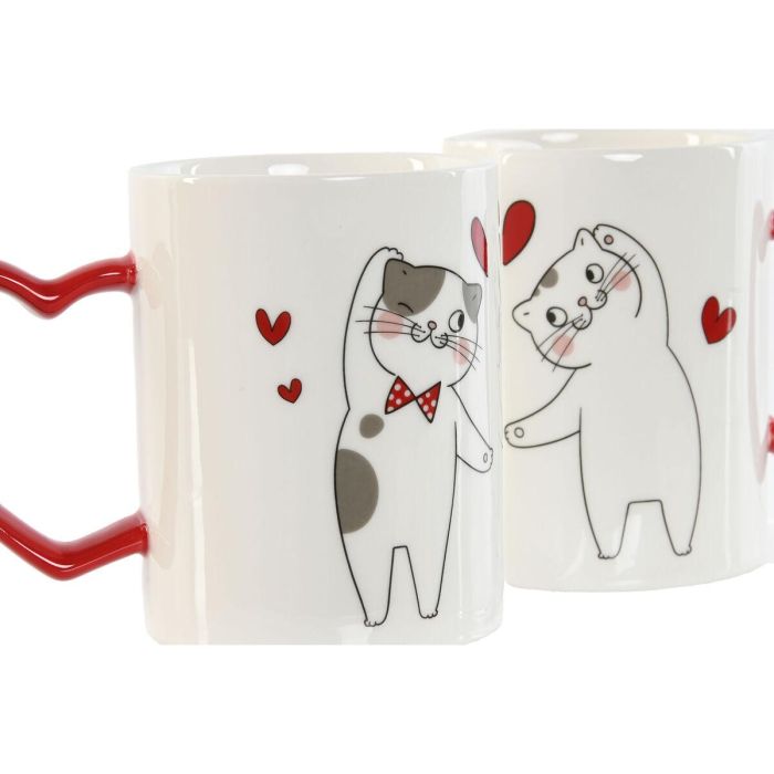 Mug Scandi DKD Home Decor Rojo Blanco 8 x 9.5 x 24 cm Set de 2 3