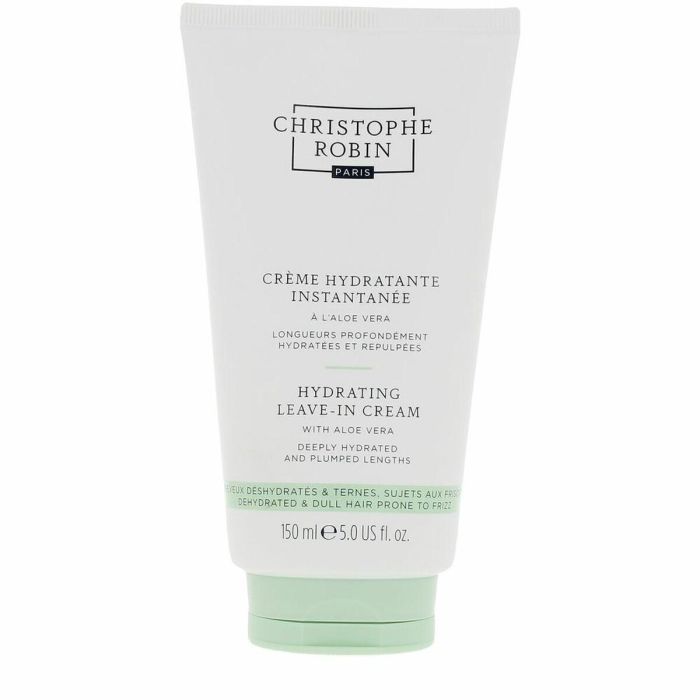 Christophe Robin Crema sin enjuague hidratante con Aloe Vera 150 ml - Controla el frizz y repara puntas abiertas