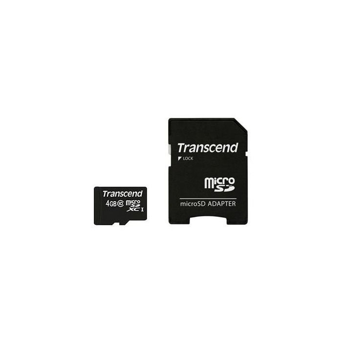 Transcend TS4GUSDHC10 Tarjeta MicroSDHC de 4GB Clase 10 45MB/s con Adaptador SD