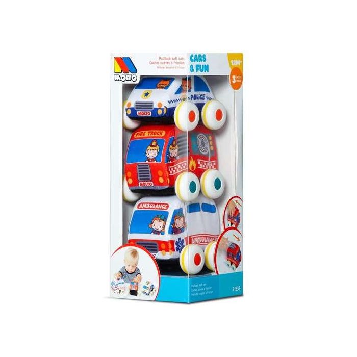 Molto Coches Fricción de Tela Set 3 Unidades para Bebés +1 Año Molto Coches Fricción de Tela Set 3 Unidades para Bebés +1 Año