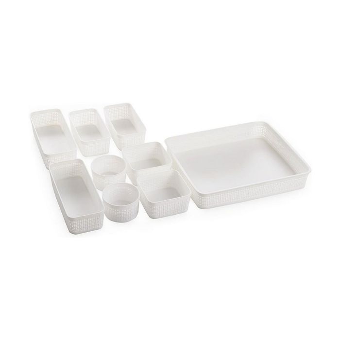 Cesta Multiusos Dem Plástico 34 x 28 x 6 cm 9 Piezas (9 Unidades) 1 Cesta Multiusos Dem Plástico 34 x 28 x 6 cm 9 Piezas (9 Unidades) 1