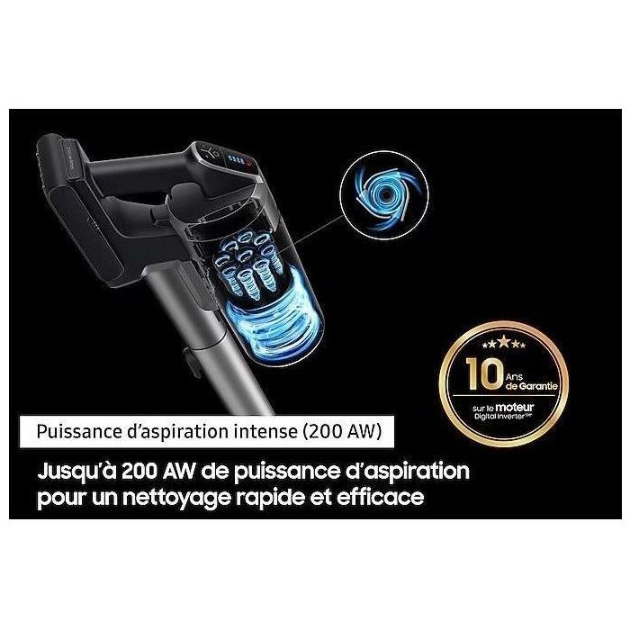 SAMSUNG Jet 75E Turbo VS20B75B1R4 - Aspirador Escoba - Potencia 200 AW - 60 minutos de autonomía - Estación de carga 2 en 1 3 SAMSUNG Jet 75E Turbo VS20B75B1R4 - Aspirador Escoba - Potencia 200 AW - 60 minutos de autonomía - Estación de carga 2 en 1 3