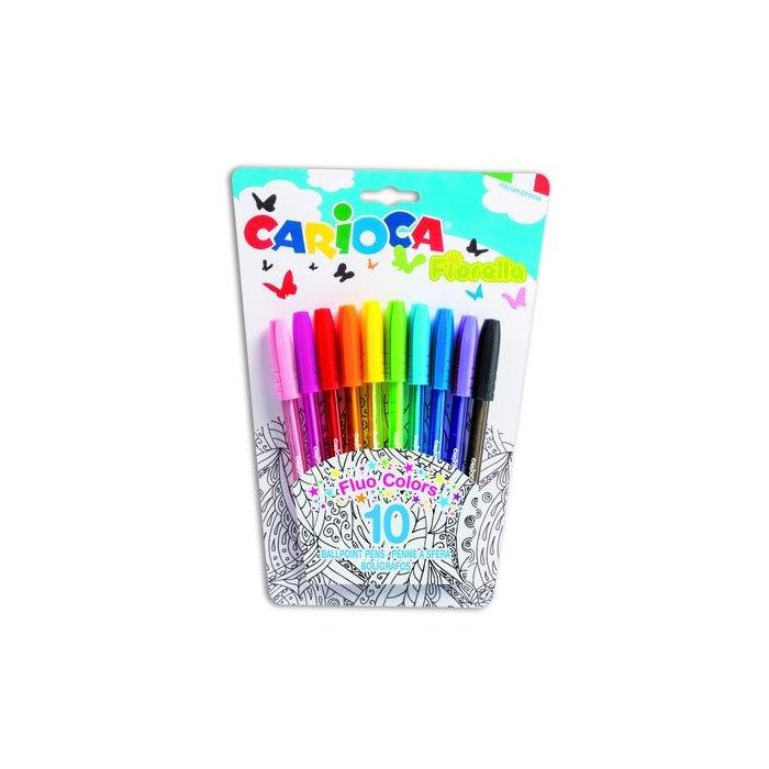 Boligrafo Carioca Fiorella Fluo Surtido Estuche De 10
