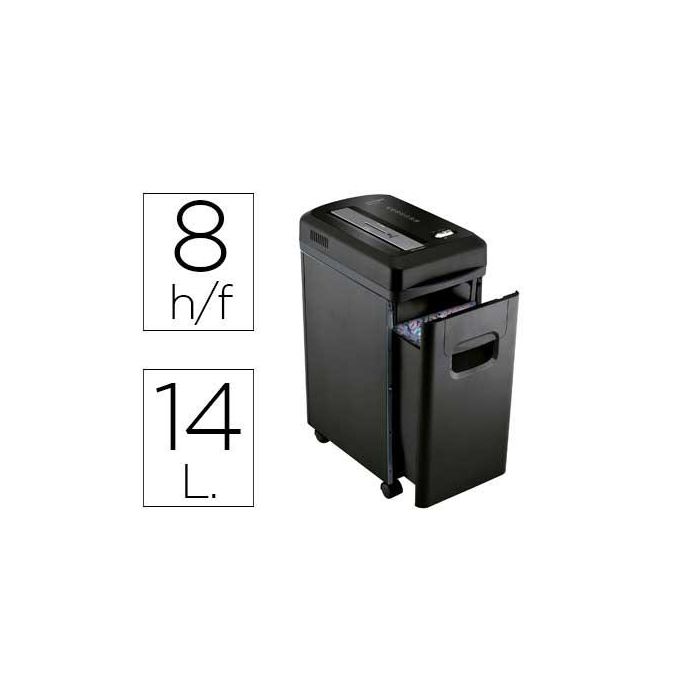 Destructora De Documentos Q-Connect Kf15547 Capacidad De Corte 8 H Destruye Grapas Clips Y Tarjetas Papelera 15 L