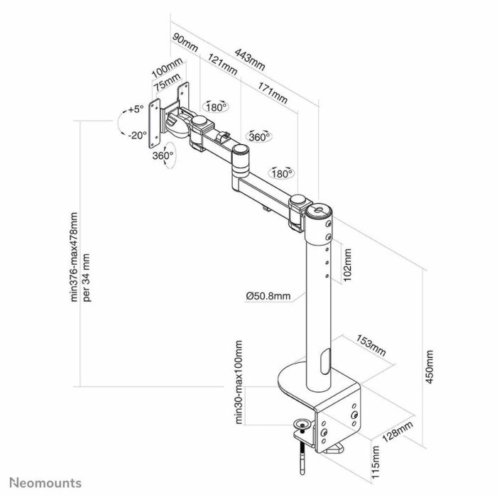 Soporte de Mesa para Pantalla Neomounts FPMA-D960BLACKPLUS 1