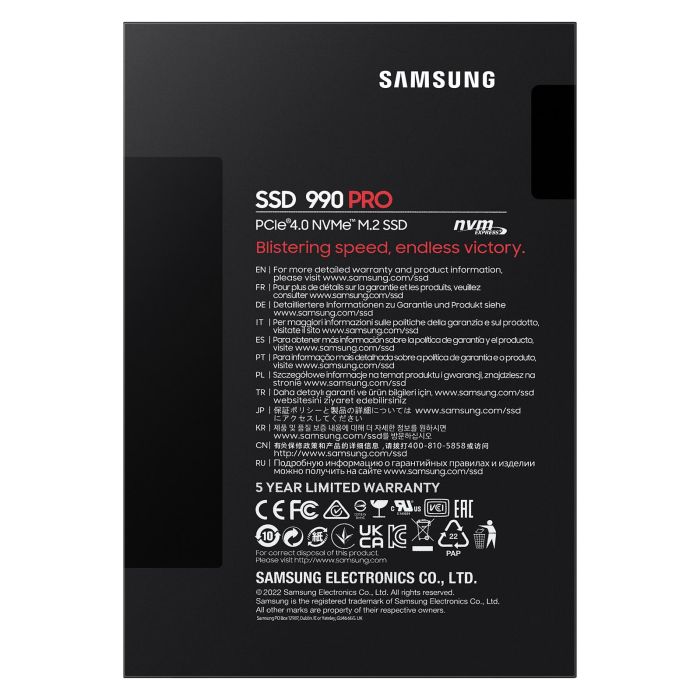 Samsung Disco SSD 990 PRO 2TB M.2 2280 PCIe Gen4 NVMe 2.0 Compatible PS5 y PC MZ-V9P2T0BW 5