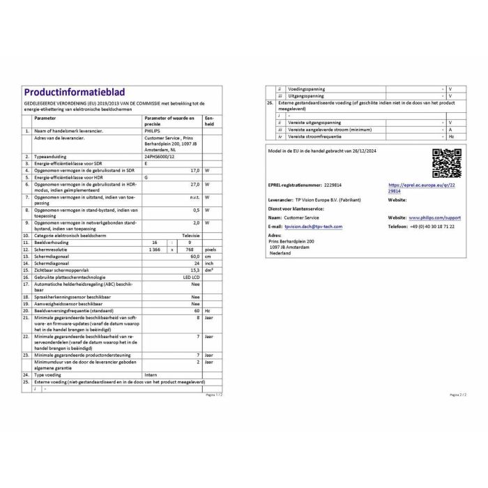Smart TV Philips 24PHS6000 24" HD LED HDR 4