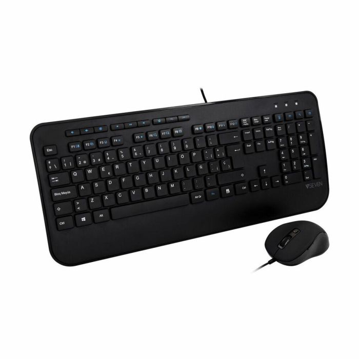 Teclado y Ratón V7 CKU300ES Negro Español QWERTY Teclado y Ratón V7 CKU300ES Negro Español QWERTY