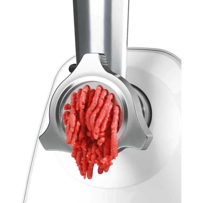 Picadora de carne - BOSCH - MFW2514W SmartPower - Blanco - motor bloqueado 1500 W - 1,7 kg/min - 2 rejillas picadora - rallador/cortador 5 Picadora de carne - BOSCH - MFW2514W SmartPower - Blanco - motor bloqueado 1500 W - 1,7 kg/min - 2 rejillas picadora - rallador/cortador 5