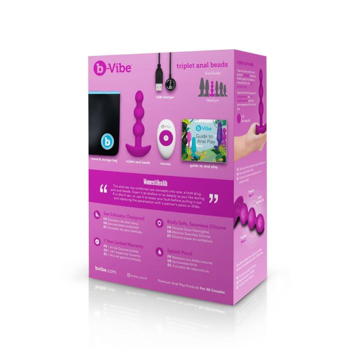 Bolas Anales de Triplet Moradas B-Vibe 92740 Rosa 2 Bolas Anales de Triplet Moradas B-Vibe 92740 Rosa 2
