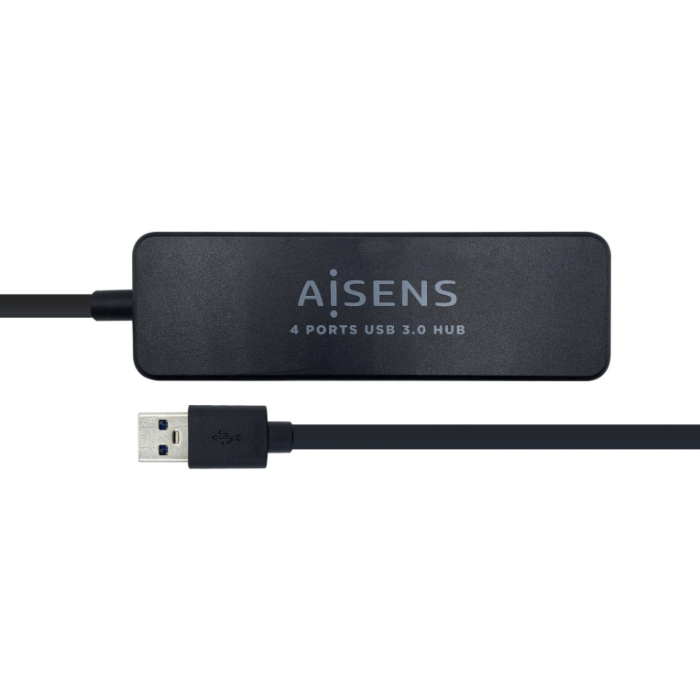 Aisens Hub Usb 3.0, 4 Puertos Tipo A Macho Hembra Negro 30 cm
