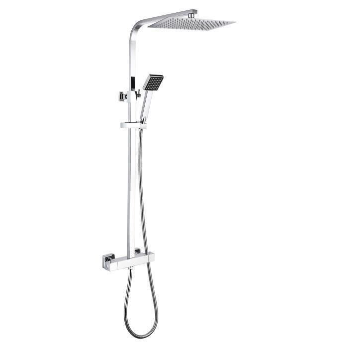 Oceanic Columna de Ducha Termostática, Cabezal Rectangular 30x20cm Acero Inoxidable, Ducha de Mano Cuadrada, Altura Ajustable 82-126cm, Cromo Oceanic Columna de Ducha Termostática, Cabezal Rectangular 30x20cm Acero Inoxidable, Ducha de Mano Cuadrada, Altura Ajustable 82-126cm, Cromo