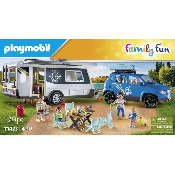 PLAYMOBIL 71423 Familia con coche y caravana - Contiene 3 personajes, muebles y muchos accesorios. 3 PLAYMOBIL 71423 Familia con coche y caravana - Contiene 3 personajes, muebles y muchos accesorios. 3