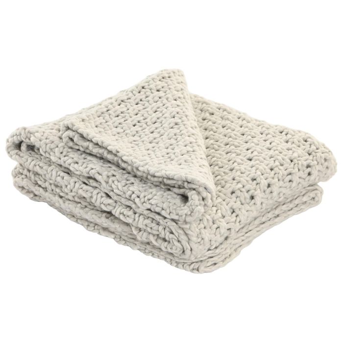 DKD Home Decor 2c25 Manta para Sofá de Punto Acrílico Gris Claro 170x130 cm 470 gsm (2 Unidades)