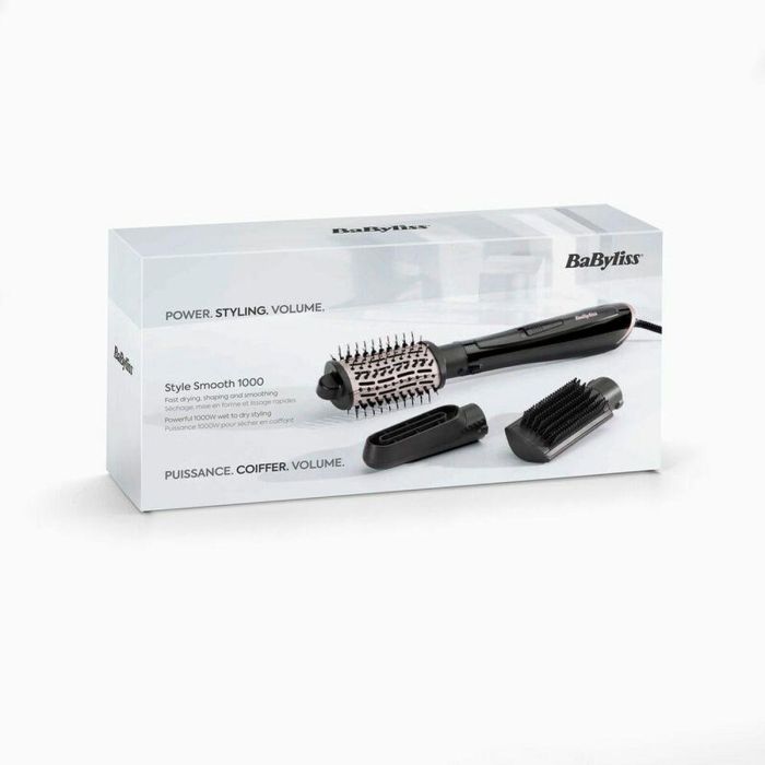 Babyliss AS128E Cepillo de Aire Caliente Style Smooth 1000W Iónico con 3 Accesorios: Secar, Alisar, Voluminizar. Antiencrespamiento + Bolsa de Viaje 1 Babyliss AS128E Cepillo de Aire Caliente Style Smooth 1000W Iónico con 3 Accesorios: Secar, Alisar, Voluminizar. Antiencrespamiento + Bolsa de Viaje 1
