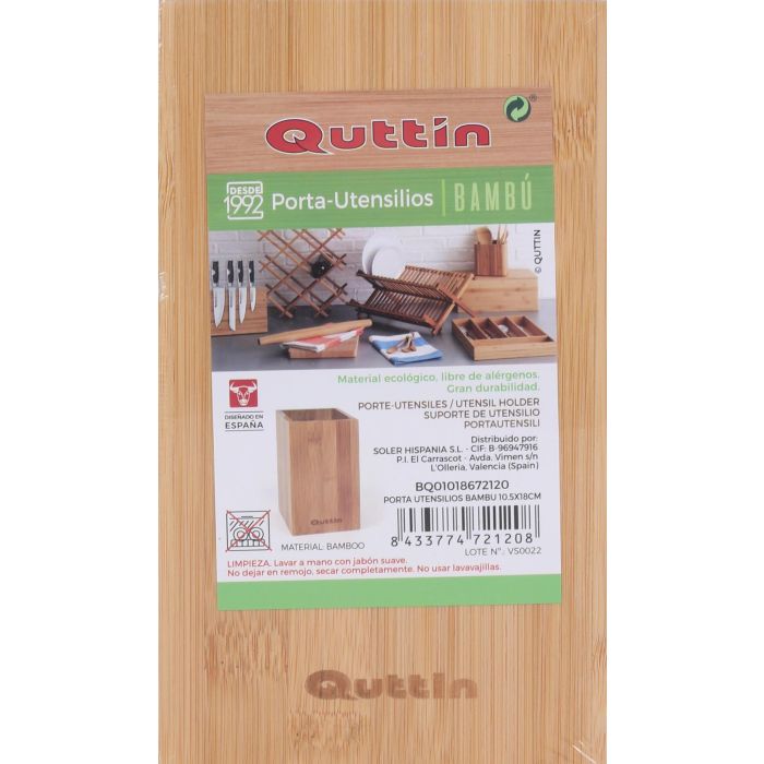 Quttin Porta Utensilios de Bambú, 10.5 x 18 cm (12 Unidades)