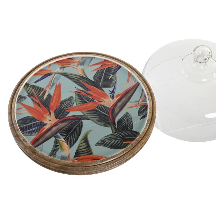 DKD Home Decor Bandeja Tropical Madera de Mango y Cristal Verde Natural 30x30x33 cm 2 DKD Home Decor Bandeja Tropical Madera de Mango y Cristal Verde Natural 30x30x33 cm 2