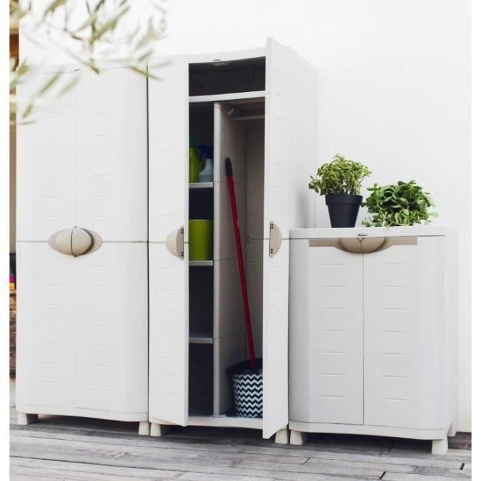 SPACESAVER 90 PLASTIKEN Armario bajo con 2 puertas con estantes - An. 90 x P 45 x Al. 100 cm - Gama Space SAVER - Interior y exterior 1