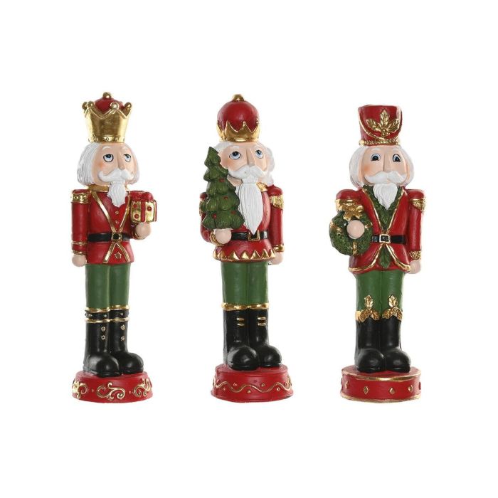DKD Home Decor Figura Navidad Tradicional Cascanueces Magnesia Multicolor. Set de 3 Unidades (13x48x14 cm)