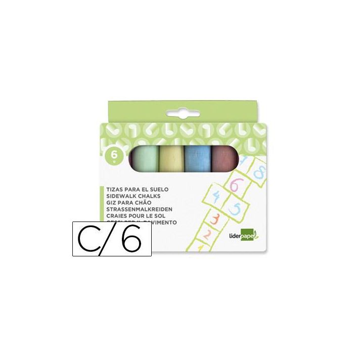 Tiza Color Liderpapel Para Suelo Caja De 6 Unidades Colores Surtidos