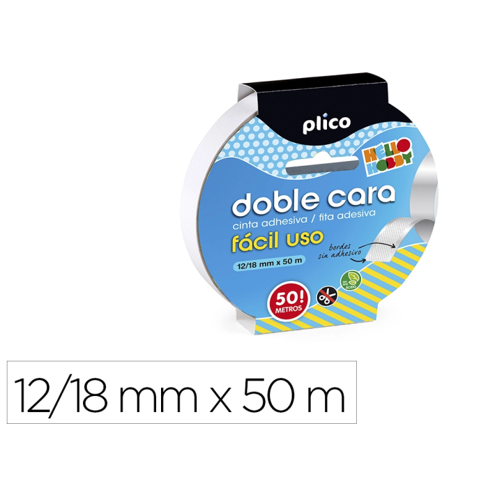 Plico Cinta Adhesiva Doble Cara Fácil Uso 50 m x 12/18 mm Para Manualidades Hogar y Escuela 0 Plico Cinta Adhesiva Doble Cara Fácil Uso 50 m x 12/18 mm Para Manualidades Hogar y Escuela 0
