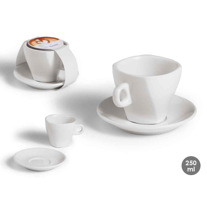Vessia Taza de Café con Plato Boca Ancha de Porcelana Blanca, 220 ml (24 Unidades) Vessia Taza de Café con Plato Boca Ancha de Porcelana Blanca, 220 ml (24 Unidades)